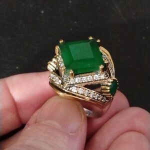 Fancy Artisan Green Chrysophase Topaz Ring
